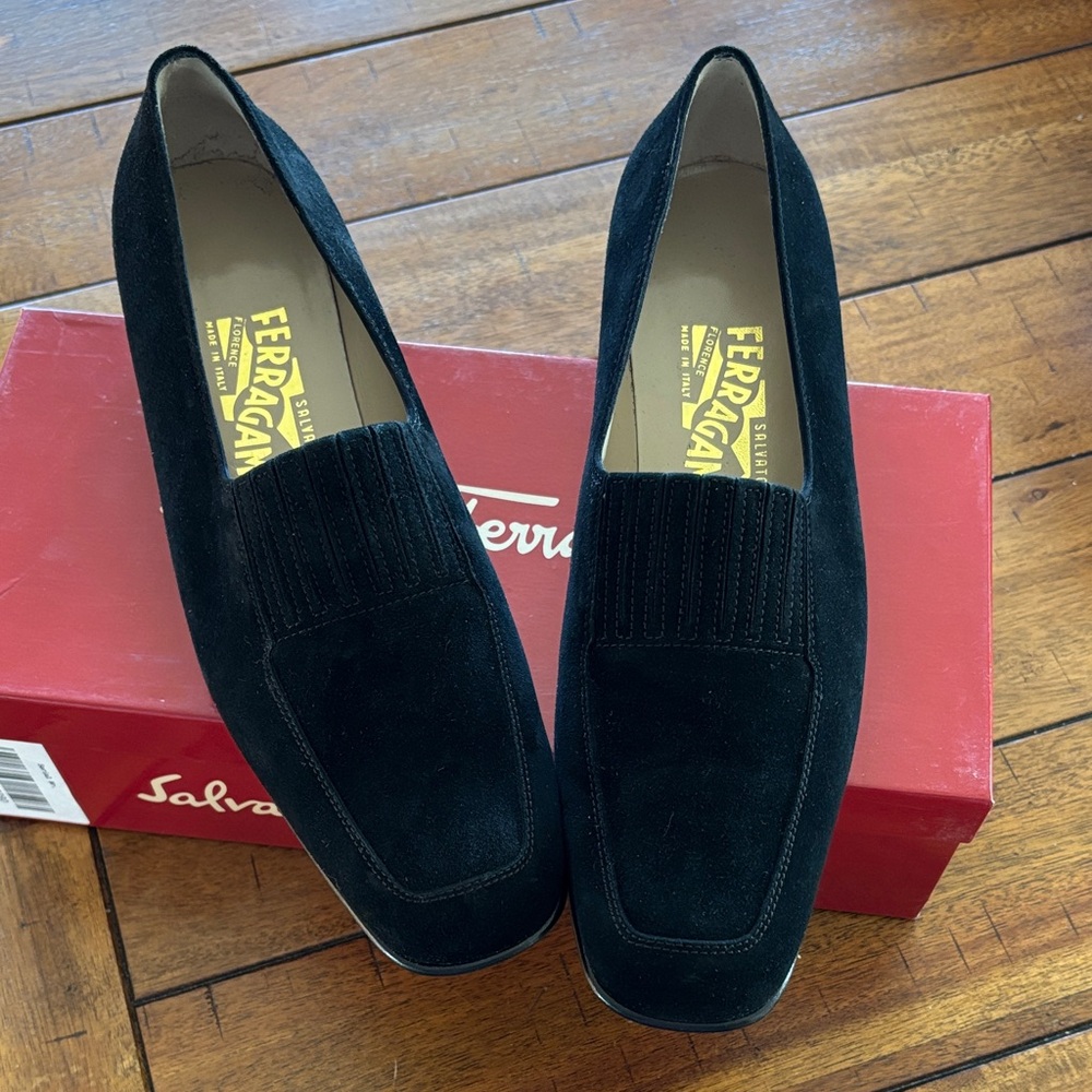 Salvatore Ferragamo Women’s Black Suede Loafers